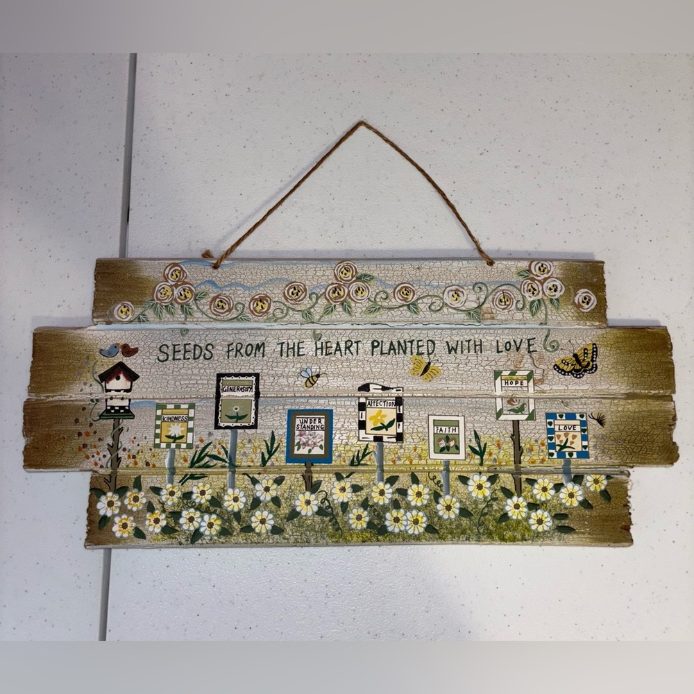 Source Unknown Rustic Floral Wall Art with Green and Yellow Accents